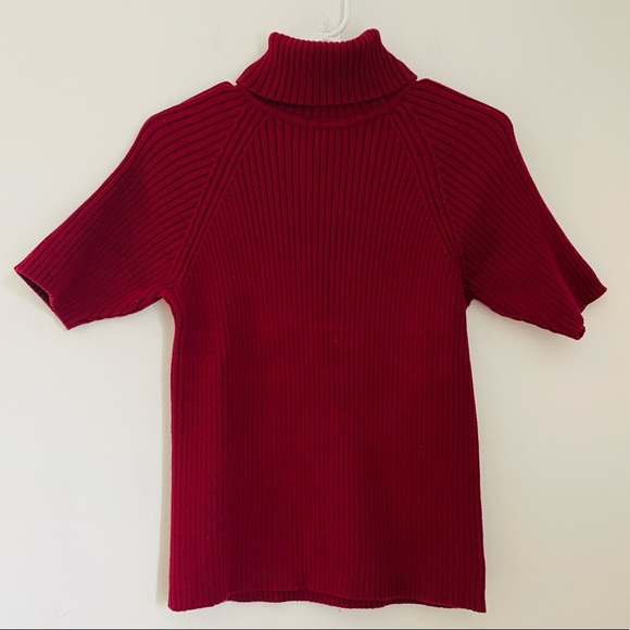 EDDIE BAUER Red Short Sleeved Knot Turtleneck - Picture 14 of 14